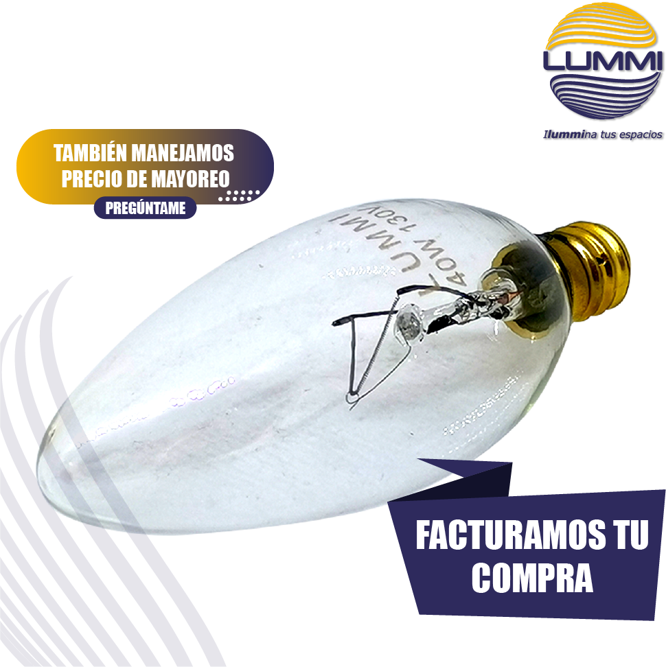 Foco incandescente tipo vela (40B10)